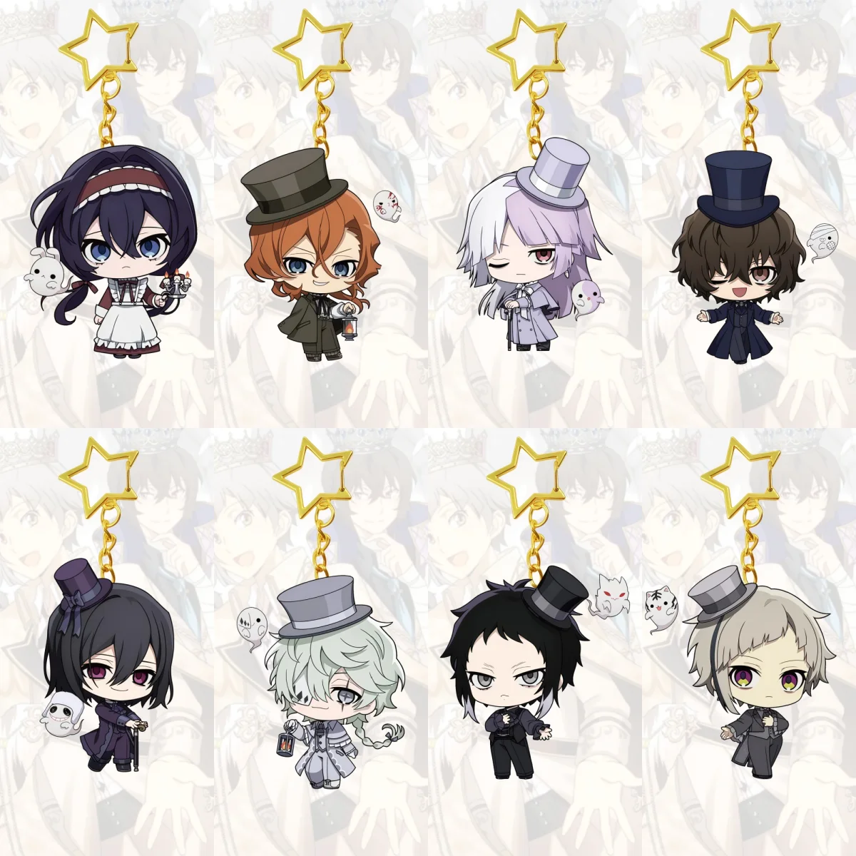 

6CM hot Anime Bungo Stray Dogs Acrylic Keychain Model Cosplay Characters Ornament Accessories Good Christmas Gifts