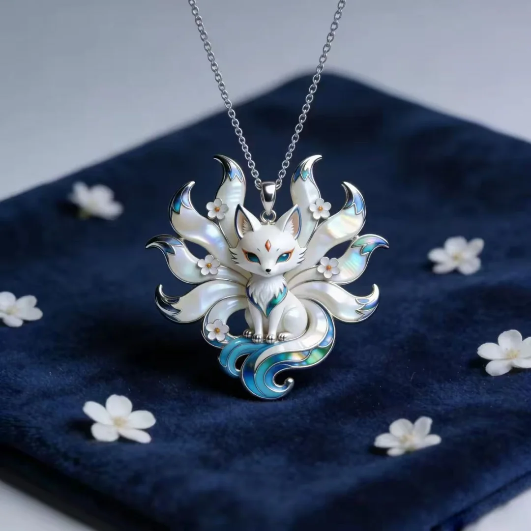 Nine-Tailed Fox Enamel Pendant: Cute & Aesthetic, Blending Modern Trends with Chinese Style. Perfect Gift for Friends & Family. image 6