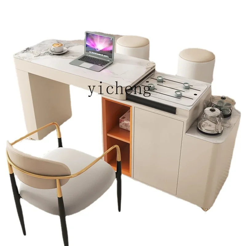 

Mobile Tea Table Light Luxury Modern Household Small Balcony Tea Cart Tea Table and Chair Combination