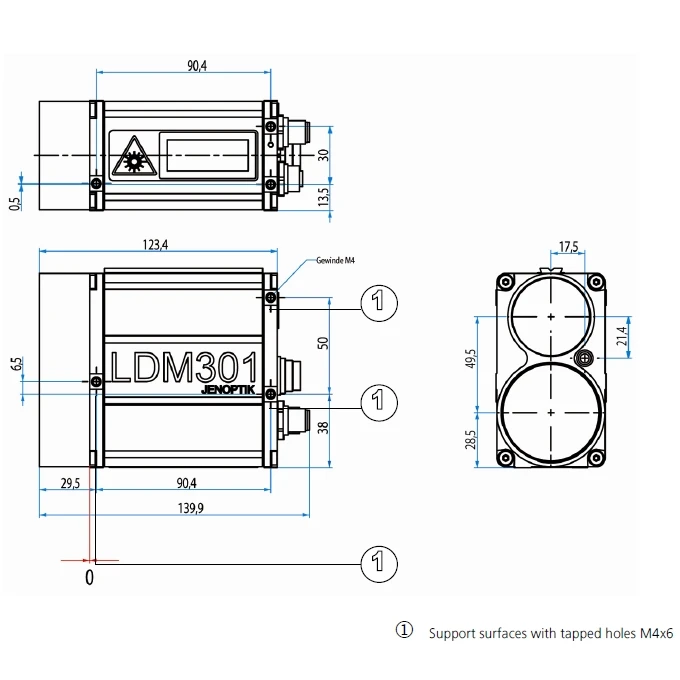Jenoptik เซ็นเซอร์เลเซอร์ LDM301วัดได้ถึง3000เมตรและคำนวณความเร็วของวัตถุ RS-232ลิดาร์, RS-422, PROFIBUS, อินเตอร์เฟซ SSI
