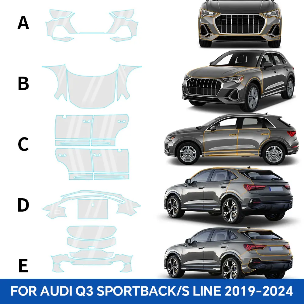 

PPF Paint Protection Film for Audi Q3 Sportback S Line 2019-2024 Pre Cut Clear Kit Bra Transparent PPF TPU Sticker accessories