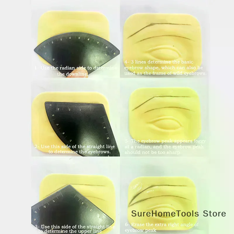 سبائك الألومنيوم الحاجب رسم الخرائط حاكم رسم سريع Microblading تشكيل أداة تجميل دائم تصميم دليل حاكم الوشم المبتدئين #3