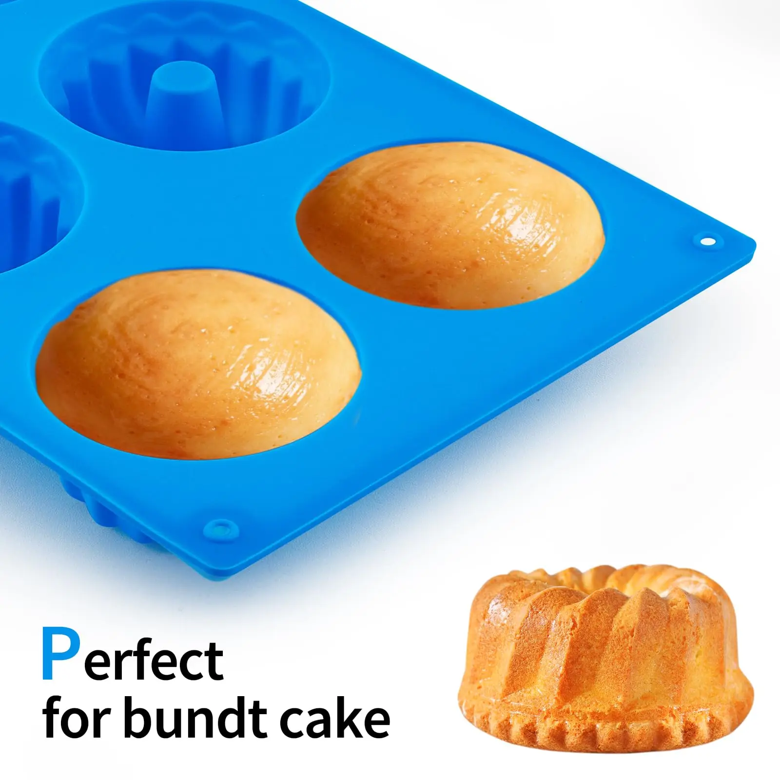 Mini Bundt Cake Pan 6 Cavity Non-stick Silicone Cake Baking Molds for Cornbread Dessert Muffins Silicone Baking Mold