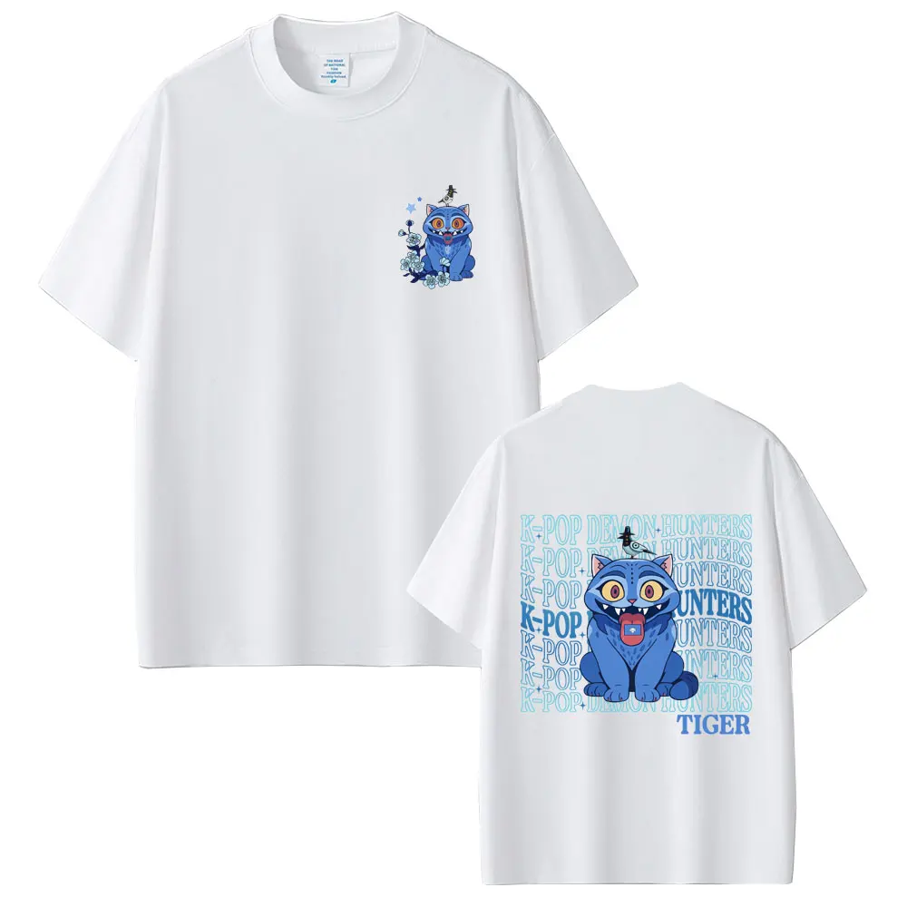 

Kpop Demon Hunters Derpy Tiger T-shirt Summer Men Women Fashion Cartoon Trend Streetwear Men's Clothing Oversized Cotton Tshirt