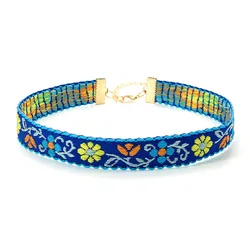 Blue Flower Colorful Bohemia Gothic Goth Men's Ethnic Chokers Necklaces for Women Accessories Chain Necklace Jewelry Wholesale