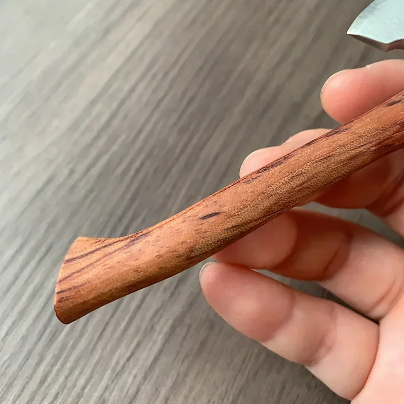 مصغرة في الهواء الطلق EDC متعددة الوظائف الفولاذ المقاوم للصدأ مقبض خشبي فأس جبل صغير مريحة التخييم التنزه بقاء أداة يدوية #5