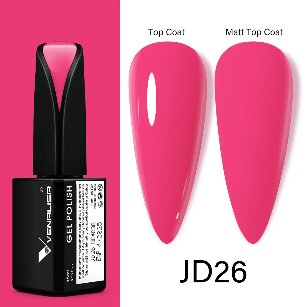 VENALISA 15ml Gel Nail Polish High Pigment Full Coverage Semi-Permanent Fast Curing Salon Grade Shine Nowipe Top DIY Manicures
