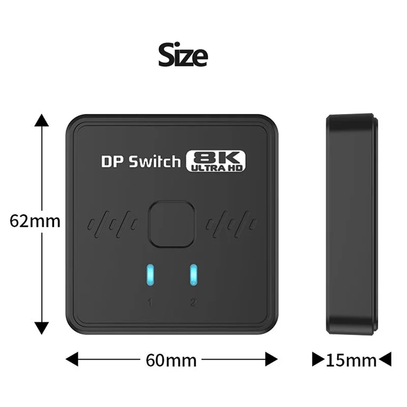 A92Z Displayport Switcher 2X1 8K/30Hz Bi-Direction DP 1.4 Schakelaar/Splitter Met Afstandsbediening voor PS4 TV Box PC