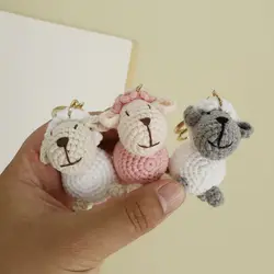 Crochet Sheep Keychains Cute Alpaca Doll Keychain For Bag Pendant Funny Sheep Knitted Aniaml Doll Keyrings Custom Accessories