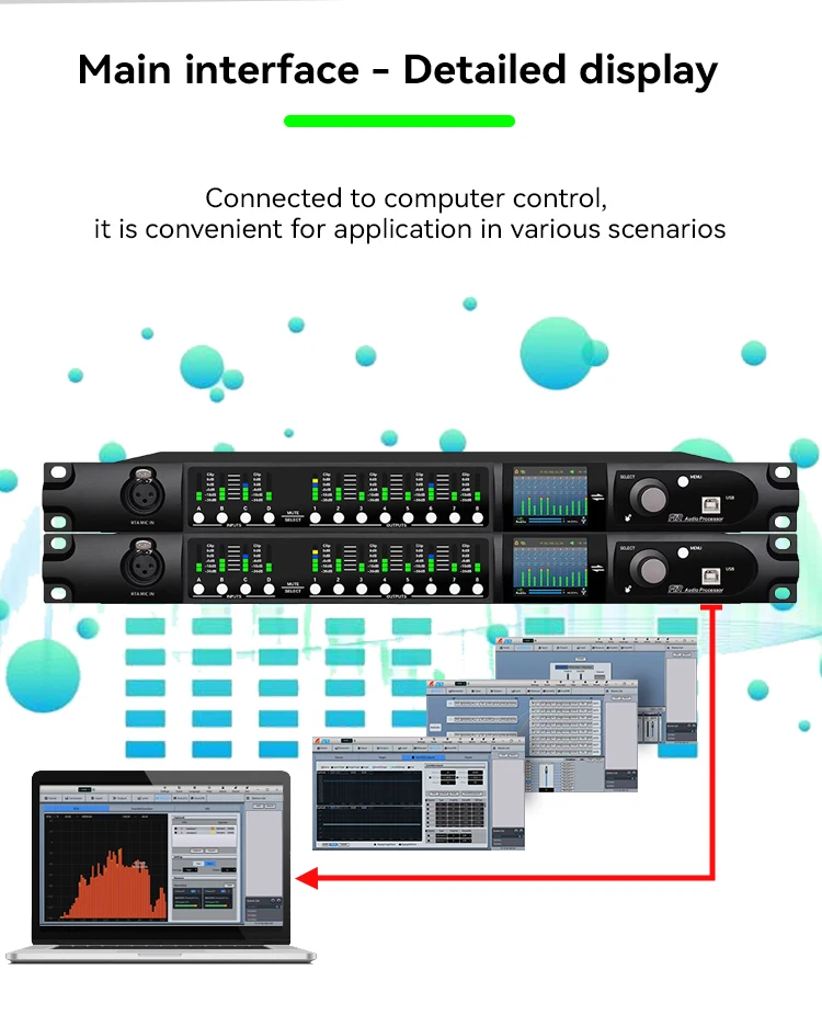 Paulkitson Driverack SD448 Digitaler Audio-Prozessor mit Auto FIR/EQ, integrierter USB-Soundkarte, RTA-Unterstützung und 4-in-8-out Prozessor für Mikrofone – Detail 5
