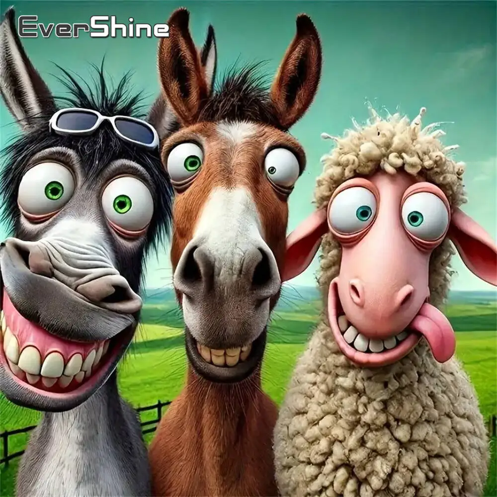 Evershine Diamond Painting Sheep Animal DIY Suitable For Beginners Diamond Mosaic Horse Embroidery Donkey Wall Decor