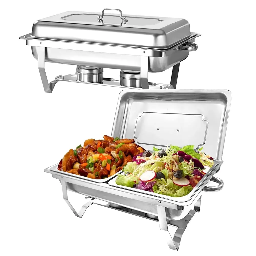 

8Qt Chafing Dishes For Buffet 2 Pack, Half Size Chafing Dish Buffet Set, Stainl Steel Chafers And Buffet Warmers Sets, Food