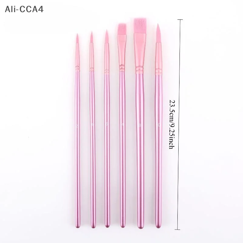 【CCA4】4 قطعة/6 قطعة مجموعة فرشاة ألوان مائية مدببة مستديرة برأس مسطح شعر للمبتدئين فن الطالب مرسومة باليد لوحة ألوان مائية من النايلون