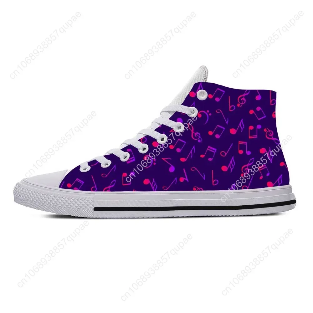 Music Musical Note Symbol Pattern Rock Fashion Casual Cloth Shoes High Top Comfortable Breathable 3D Print Men Women Sneakers - view 2