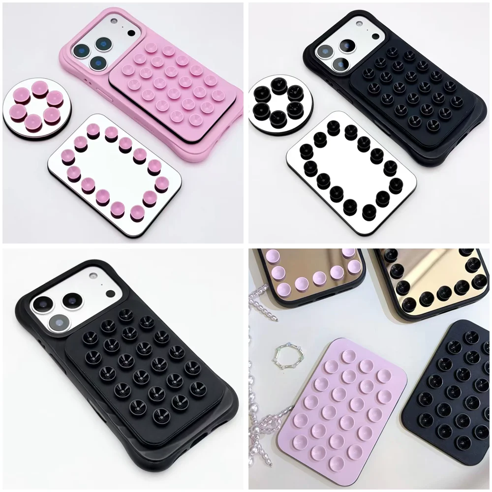 Mobile Phone Pink / Black Sucker Magnetic Phone Stand for IPhone Holder Mount Support for Galaxy