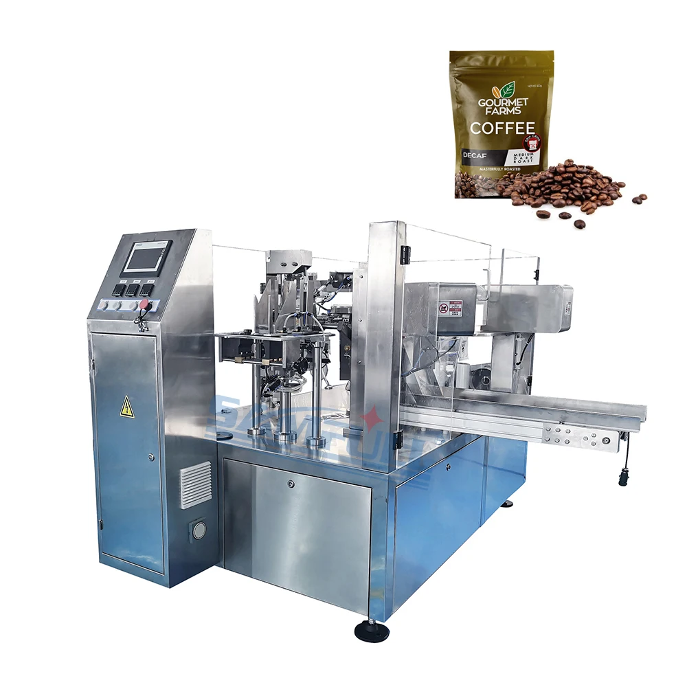 Automatic Multihead Weigher Zipper Bag Coffee Bean Packing Machine Rotary Ground Instant Coffee Sachet Doypack Filling Machine