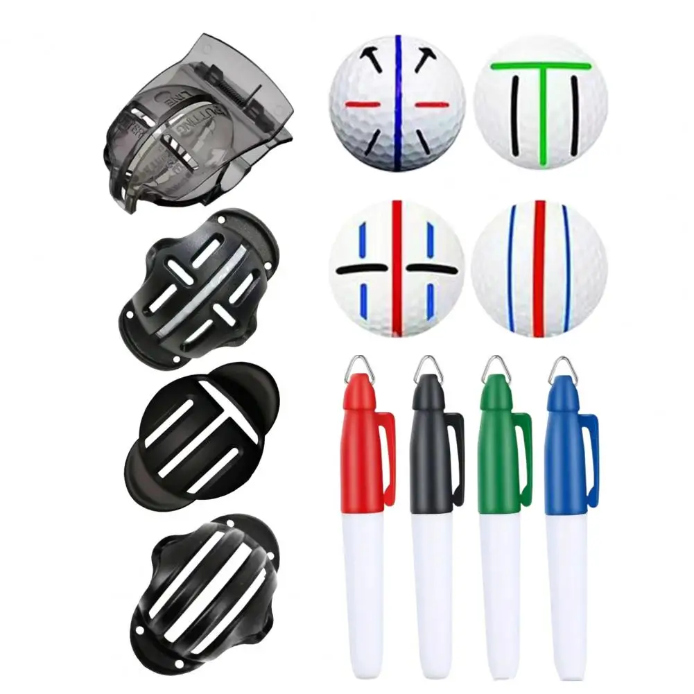 

Golf Ball Alignment Tool High Precision Golf Ball Marker Stencil Kit with Line Marker Pens Set of 1 Golf Ball Marker for Putting