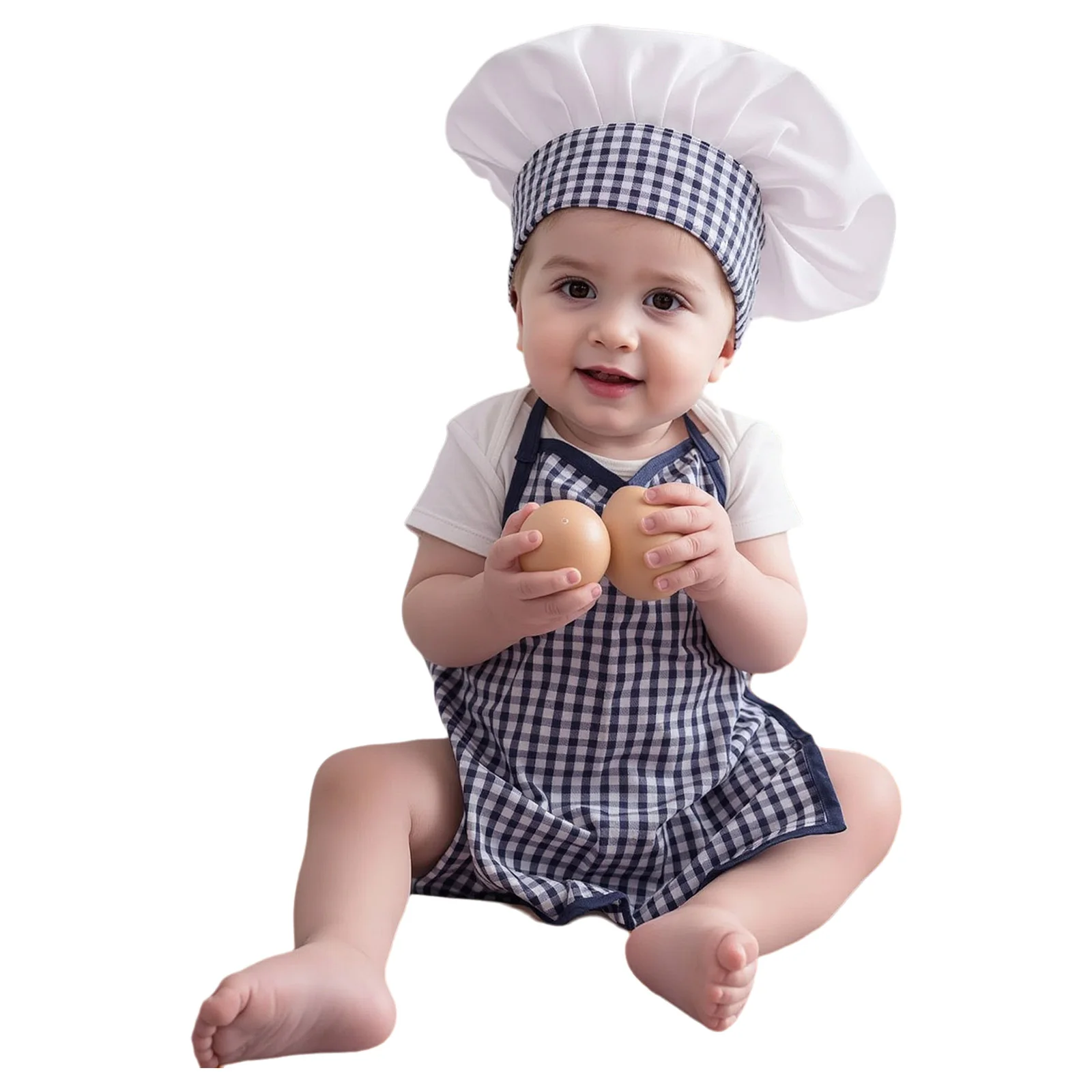 

0-12M Baby Chef Photography Props Self-Tie Apron with Hat Halloween Theme Party Cook Cosplay Costume Prop Photo Shoot Accessory