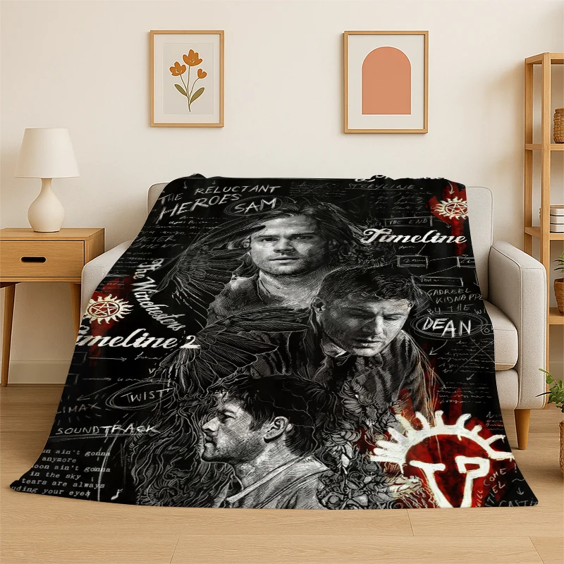 SPN Supernatural Dean Sam TV Flanelldecke, weiche, warme Decke für Schlafzimmer, Wohnzimmer, Bett, Reisen, Camping, Picknick, Kinder