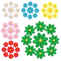 10 Pcs Flower Lot Bulk Patches Iron On Wholesale Pack Small Sew For Clothing Embroidered Black White Red Blue Pink Purple Yellow