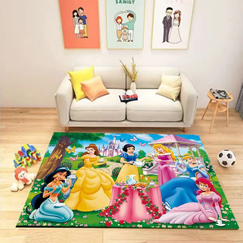 Disney Fashion Princess Printing Kids Non-slip Large Area Rug Carpets for Home Living Room Girls Bedroom Sofa Doormat Decor Gift