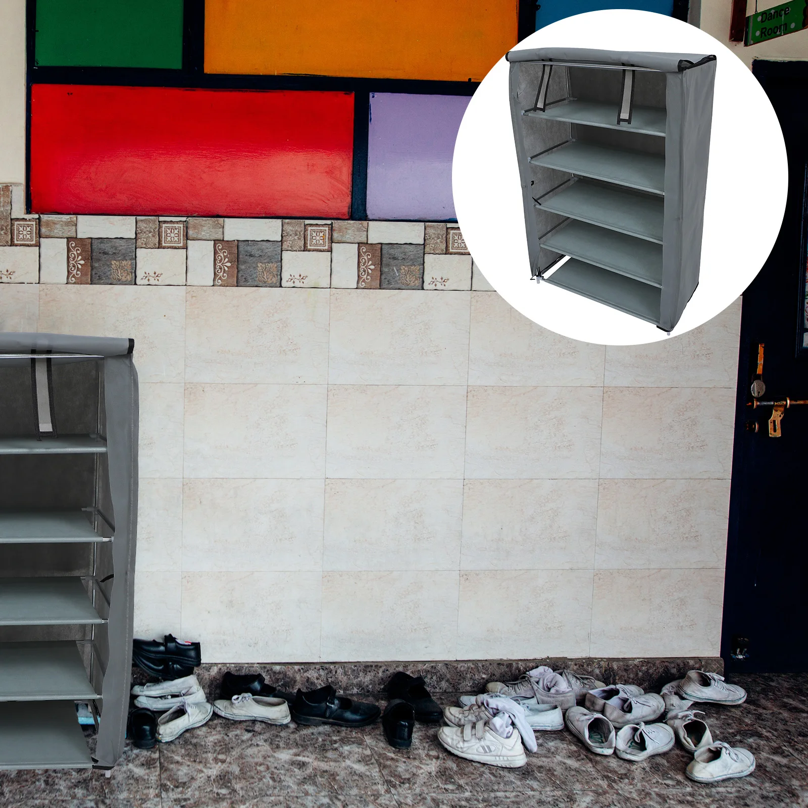

Dust proof Shoe Cabinet Rack 5 Tier Non woven Fabric Storage ganizer for Hallway Entryway Garage Dormitory Shoe Shelf Space