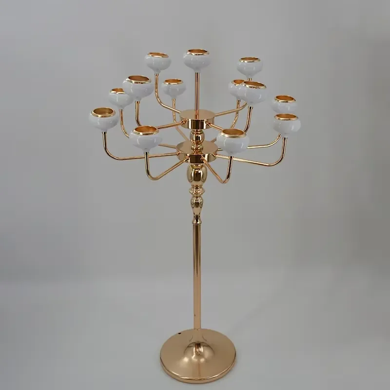 13-Arms Gold Metal Iron Candelabra Candle Holders for Elegant Weddings Valentine's Day Event Parties-IMUWEN Model 835 China