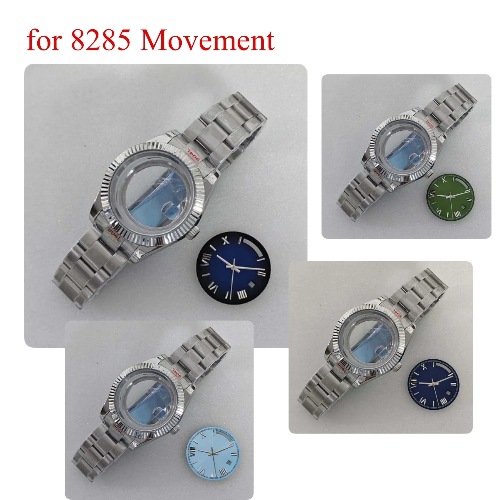 For 8285 Movement 41mm Tooth-Ring Case Sapphire Crystal Three-Strand Sand Watch Strap Watch Dial Accessories
