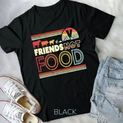 Friends Not Food Shirt - Retro Style Vegan, Vegetarian T-Shirt Unisex T-shirt