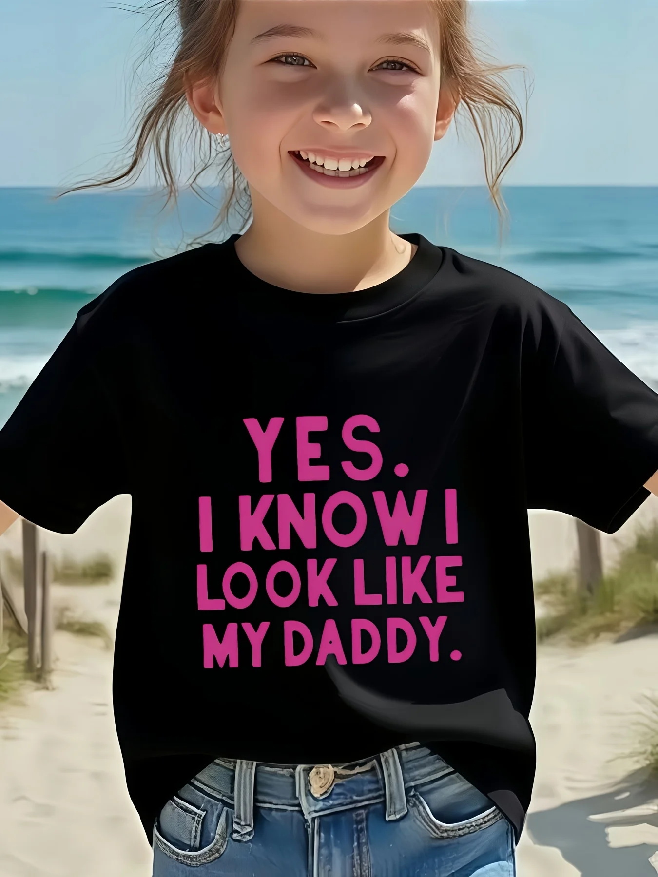 Funny Look Like My Daddy Letter Slogan Print Family Matching T Shirt Boys Girls Soft Summer Short Sleeve Daily Casual Tees