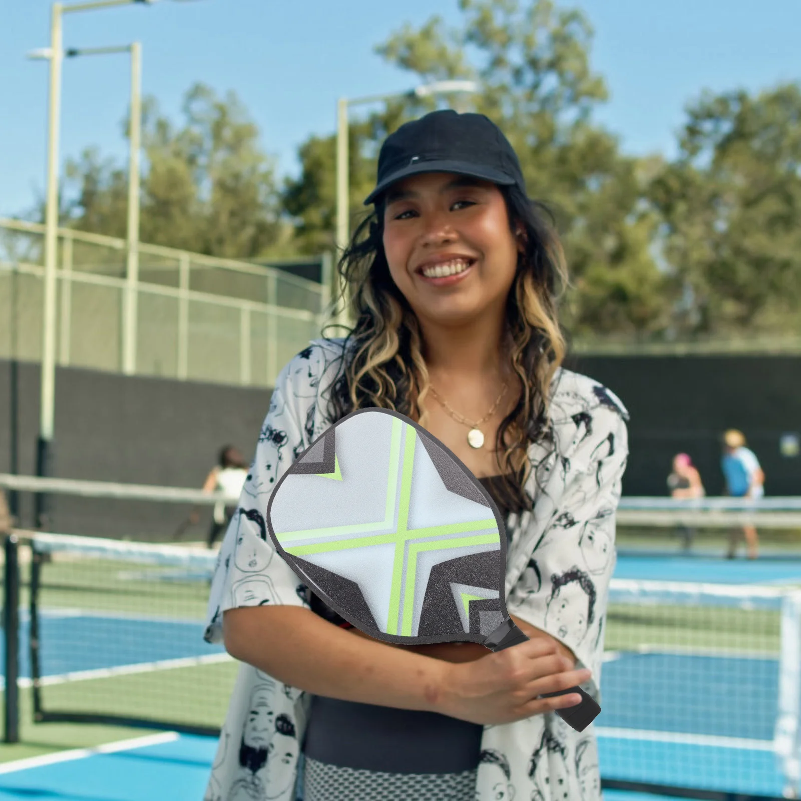 

1Set Pickleball Paddle Racket Comfortable Handle Lightweight ABS Wood Material Children Adults Outdoor Set Pickleball Rackets