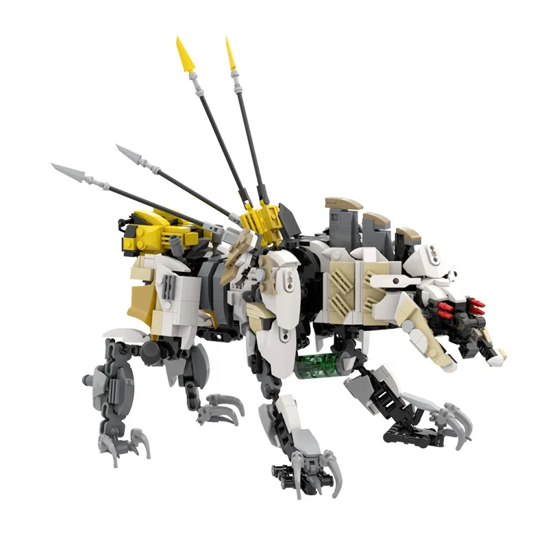 MOC Prehistoric Beast Building Bricks Model – Giant Tusked Creature Display Model, Holiday Gift for Kids