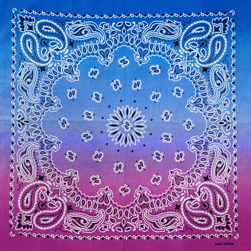 New Fashion Hip Hop 100% Cotton Bandana Square Scarf Gradient Color Paisley Headband Printed For Women/Men/Boys/Girls