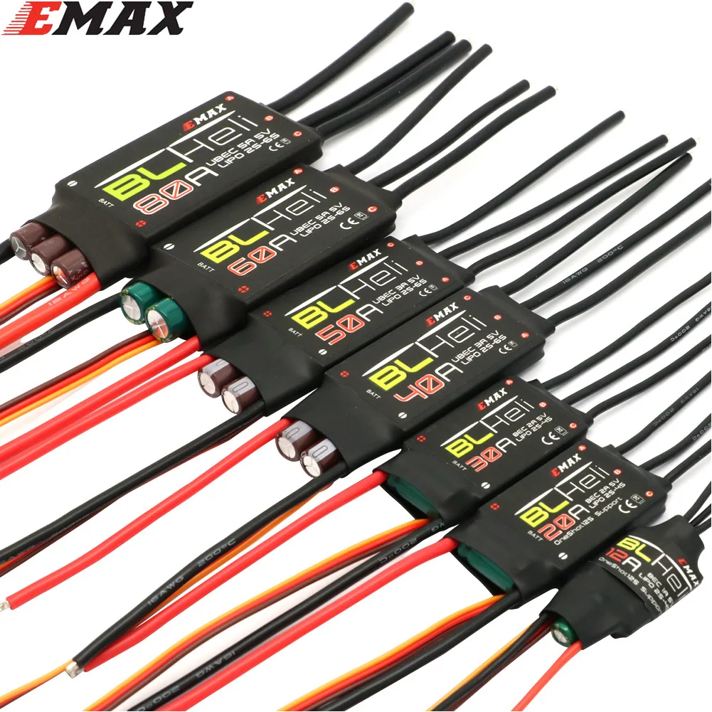 EMAX BLHeli 80A /60A /50A/ 40A /30A /20A 12A ESC for RC Multirotor Airplane Fixed-Wing FPV Racing Drone QAV250 QAV210 DIY Parts