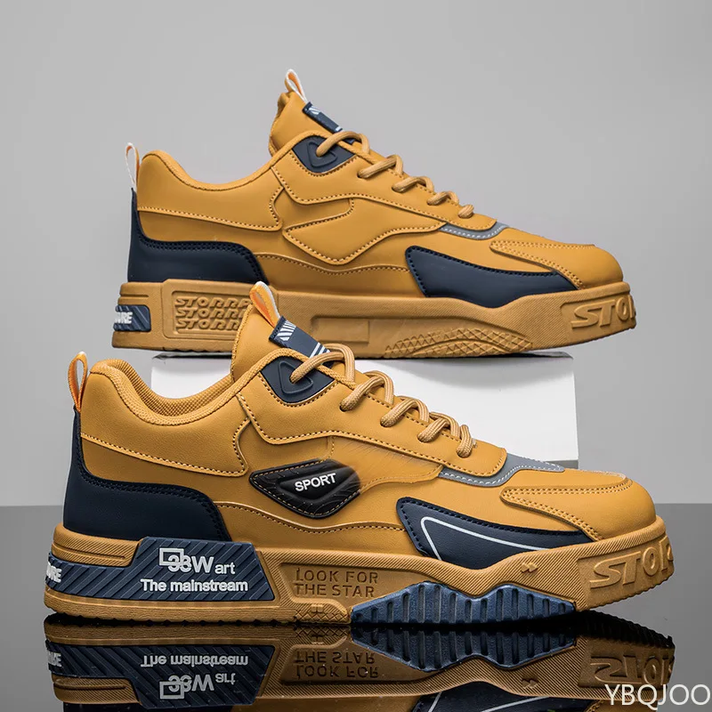 大きいサイズのカジュアルで快適なボードシューズ、ファッショナブルで多用途なスポーツシューズ、春夏新作、レースアップ、厚底、シンプルなメンズシューズ