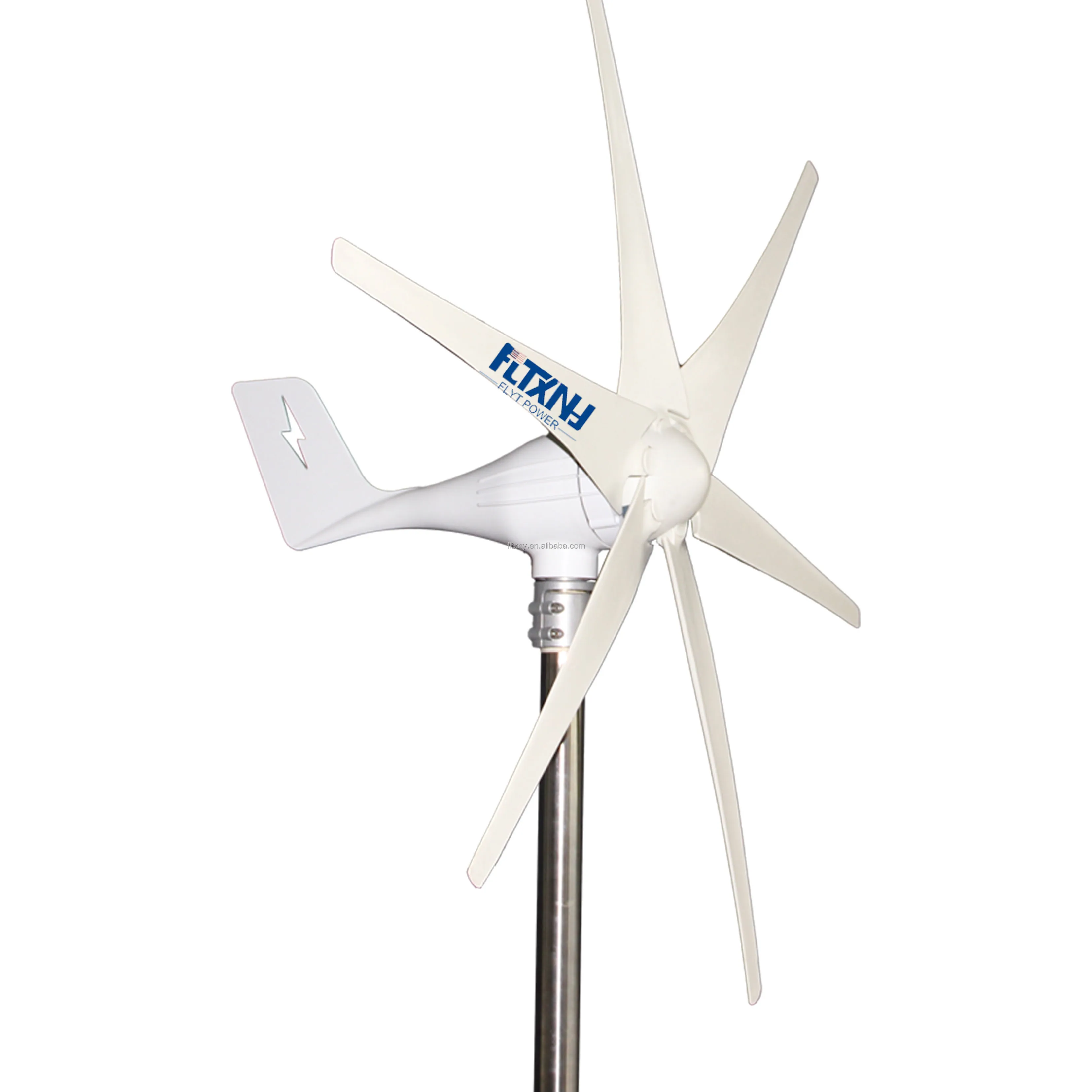 Horizontal Wind Turbine Generator Home 1kw 12v 24v 48v CE 3 Phase Permanent Magnet Generator 6 Blades 20 Years Windkraftanlage