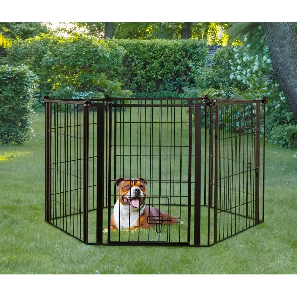 

Outdoor Weatherproof Super Pet Gate Black 28"x144" Expandable Configurable Durable Pet Pen Gate Small Pet Door Easy Walkthrough