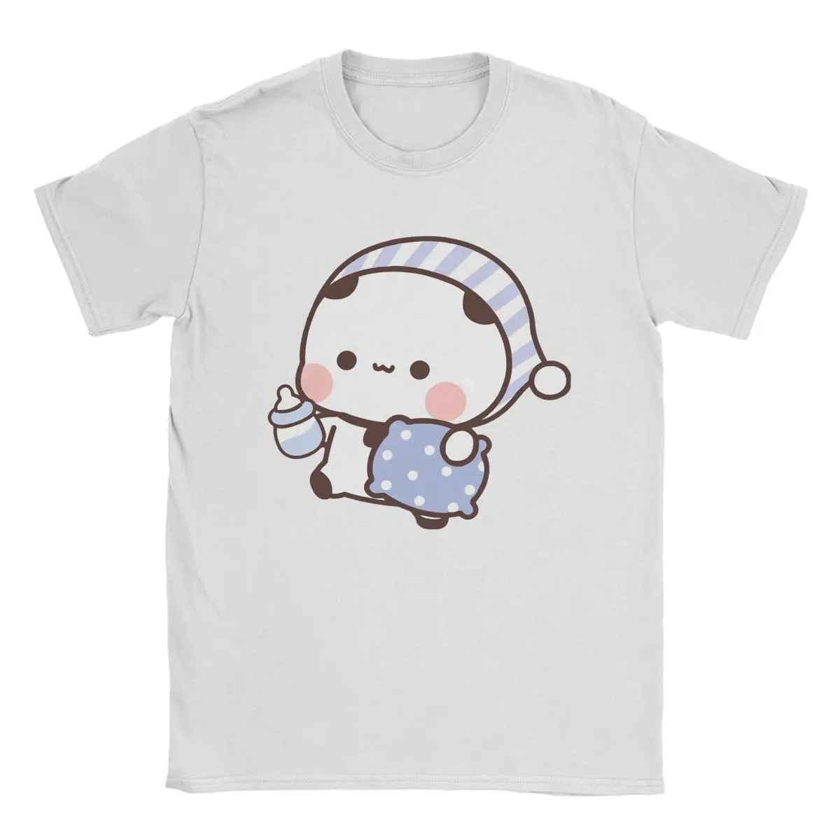 Men Bubu Panda Going To Sleep With Dudu Bear T Shirts 100% Cotton Clothes Crazy Short Sleeve Crewneck Tees Plus Size T-Shirt