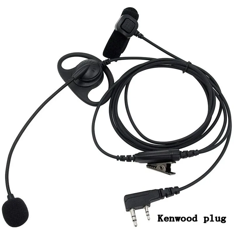 2 Pin D-Shape Tactical Headset PTT Mic Earhook Earpiece Earphone for K-plug for Baofeng Kenwood TYT QuanSheng Wouxun