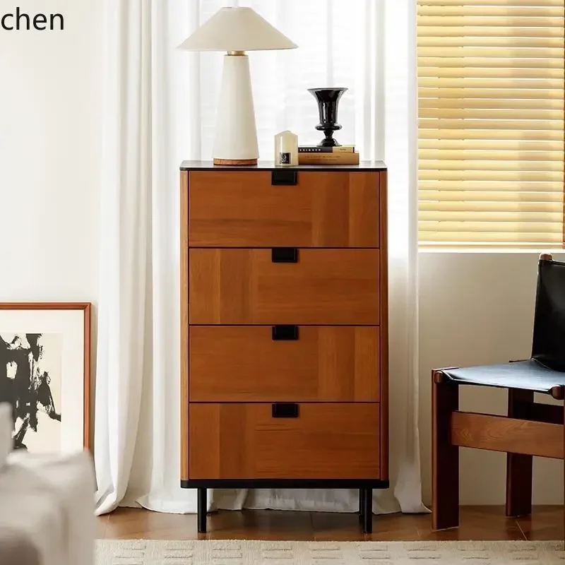 Solid Wood Finish Vintage Eak Finish Bedroom Storage Sideboard Four-Drawer CabinetN9