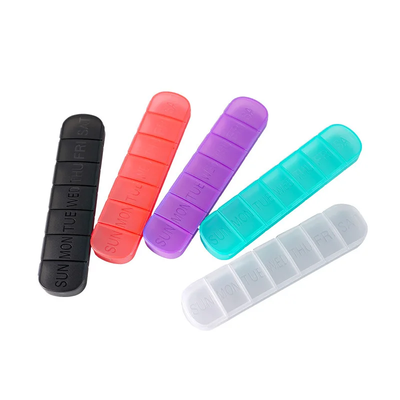 Weekly Pill Organizer Travel Portable Pill Box 7-grid Pill Dispenser Storage Box Sealed Long Strip Pill Packing Small Box