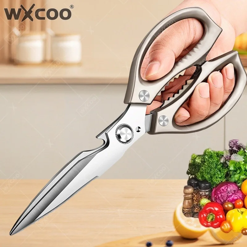 WXCOO Extra-Long Kitchen Scissor Multifunctional Meat Bone Stainless Steel Food Scissors for BBQ Cooking Tools