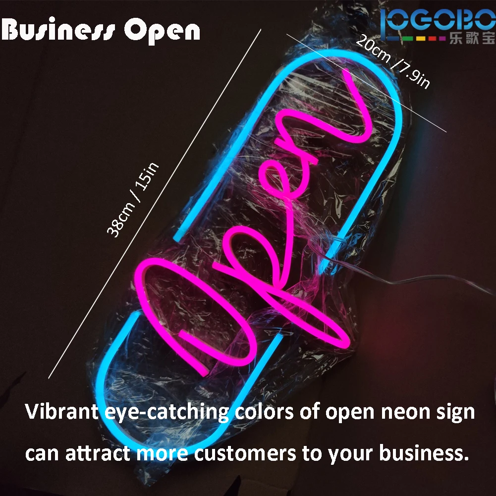 Ultra Bright LED Neon Open Sign - USB Powered - Multiple Light Display Modes - Bright & Vivid Illumination - Boost Your Business