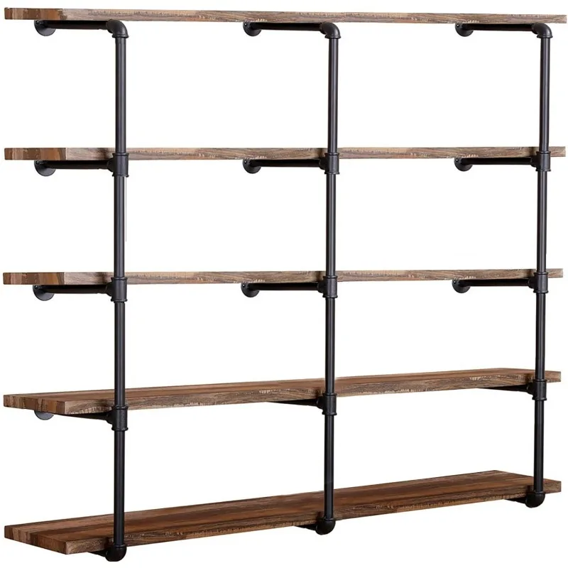 Industrial Wall Mount Iron Pipe Shelf Shelves Shelving Bracket Vintage Retro Black DIY Open Bookshelf DIY Storage offcie