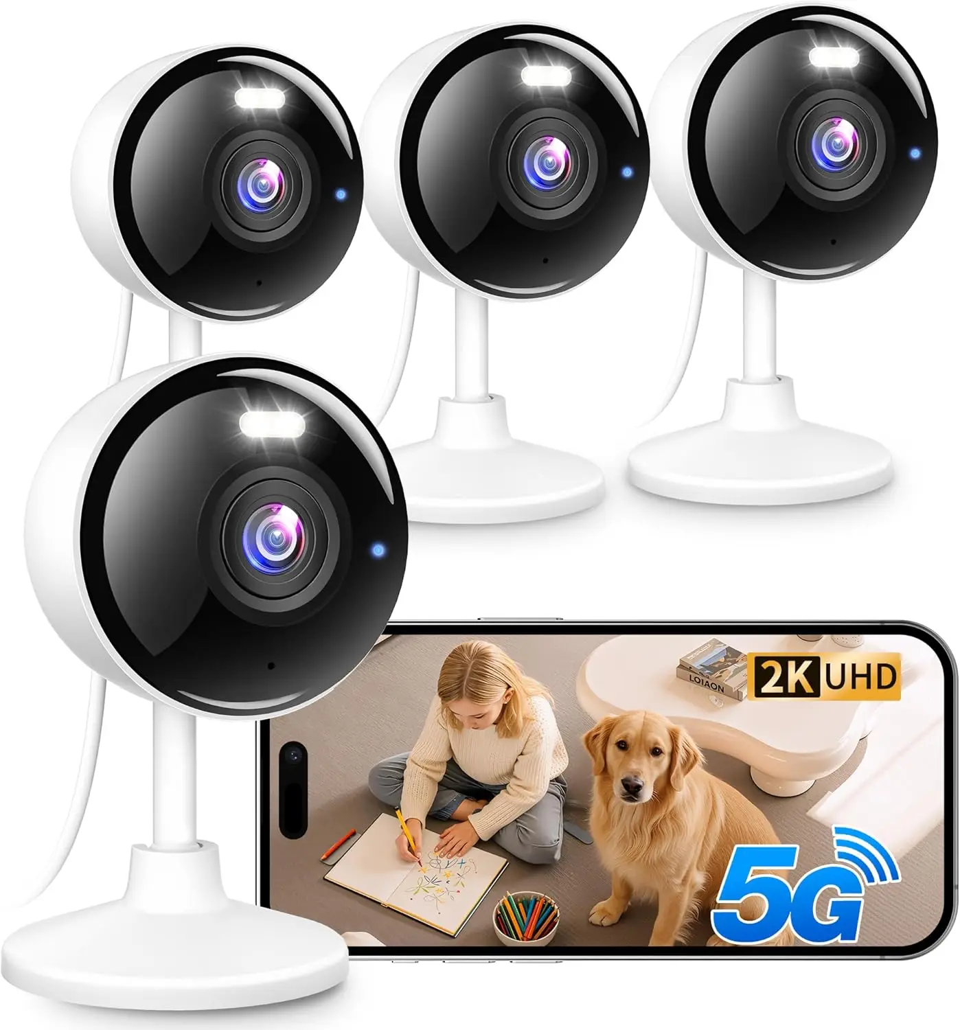 

2K Indoor Outdoor Security Camera with 5G/2.4G WiFi, Color Night Vision, 2-Way Audio, Motion Detection, IP65 Waterproof