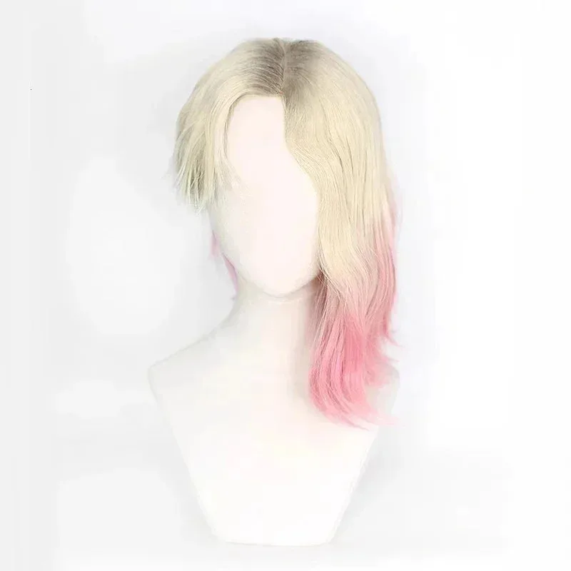Wig Cosplay Kostum Halloween Across The Spider Verse Gwen Gradien Wig Sintetis Tahan Panas untuk Wanita Ha