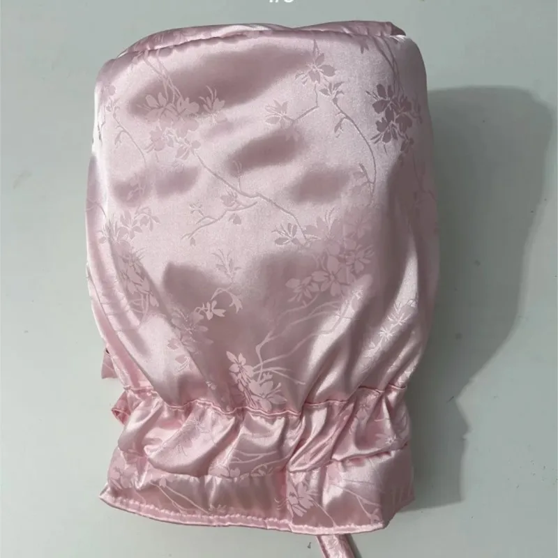 

Couple Gloss Silky Touch Smooth Filled Cotton Warm Cap Sweet Cute Printed Pattern Adjustable Sleeping Hair Cap Handmade