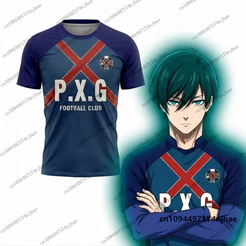 2026 Summer P.X.G Blue Lock Japanese Anime Jersey Football Uniform Shidou Cosplay Men's Women's T Shirts Casual Tees Sports Tops