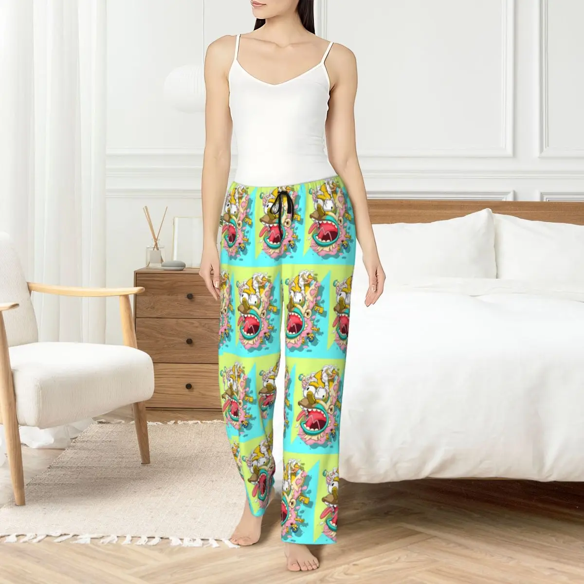 

Custom Simpsons Pajama Pants Women Cartoons Sleepwear Lounge Sleep Bottoms Stretch with Pockets