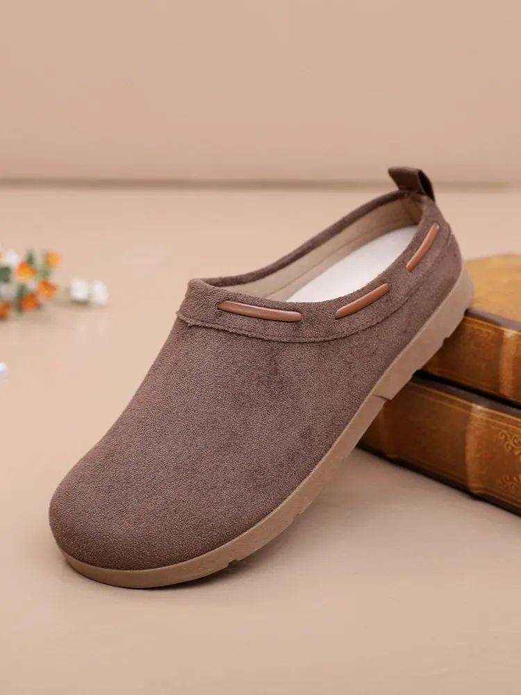 New Shoes Women's Half Support One Pedal Lazy Shoes Fashion Casual Shoes Soft Sole Cloth Shoe Women's Single Shoe Flat Bottom